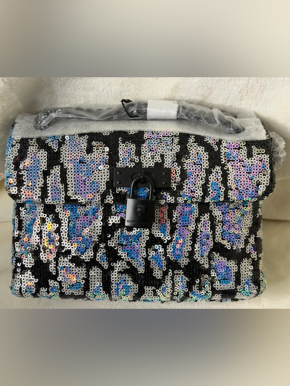 Kurt Geiger Black Iridescent Sequin Crossbody Bag - NWT